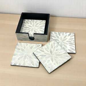 Classic Mop <b>Coaster</b> <b>Set</b> with Holder Handmade Eco-Friendly Table Decor - Product Image 2