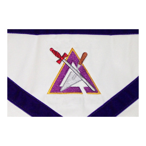 Delantal Masónico del Capítulo y Consejo del Arco Real, Reversible, Bordado a Máquina por Ambos Lados, Delantal de Color Morado y Rojo - Product Image 6