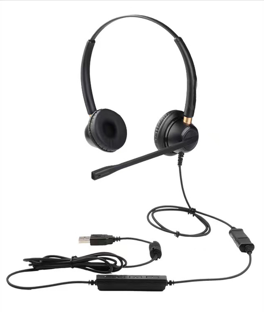 USB Plug Corded Headphone Call Center Noise Cancelling Headset with Quick Disconnect Mute Volume Control for Calls