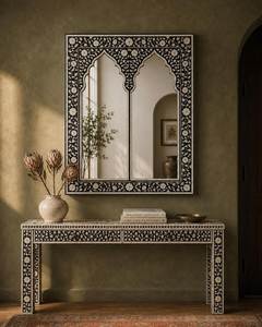 Customized Handmade Durable Modern Luxury Eco-friendly Bone Inlay Wedding <b>Mirror</b> Frame Round Wall Decor Electricity-Free - Product Image 1