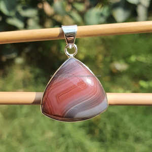 Pendentif en argent Sterling 925 Agate à bandes noires Pendentif en pierres précieuses Collier Bijoux faits à la main Bijoux en agate Cadeau pour elle - Product Image 3