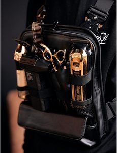 Sac de barbier professionnel pour barbiers, sac à ciseaux en cuir PU pour coiffeur avec compartiments organisés, sangles réglables, résistant à l'eau - Product Image 5