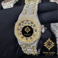 Jam Tangan Mekanik Otomatis Pria Mewah Pahal Jewels dari Baja Tahan Karat dengan Moissanite, Kristal Safir 40mm, Analog, Tombol Tekan, dan Kancing Tersembunyi