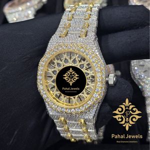 นาฬิกาข้อมือผู้ชาย Pahal Jewels หรูหรา ตัวเรือนสแตนเลส ประดับเพชรโมอิสซาไนต์ ระบบออโตเมติก ขนาด 40 มม. กระจกแซฟไฟร์ หน้าปัดอนาล็อก ปุ่มกดแบบซ่อน - Product Image 3