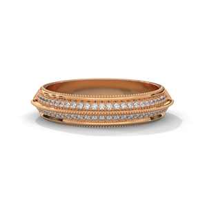 Bague en or rose sertie de diamants, triple rangée, sertie de pierres, bijoux de mariage pour femmes - Product Image 1