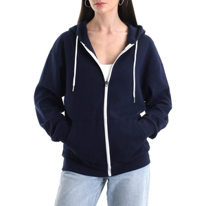 เสื้อฮู้ดซิปผู้หญิง OEM/ODM ผ้าฝ้าย 100% ทรงใหญ่ น้ำหนักมาก สกรีนลายด้านหน้า สไตล์สตรีทแวร์สำหรับฤดูหนาว - Product Image 1
