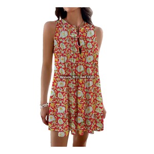 Ropa de Algodón con Estampado Tribal Bohemio Gitano Hippie - Vestido de Algodón al por Mayor - Top Túnica Halter Ropa de India y Pakistán - Product Image 6