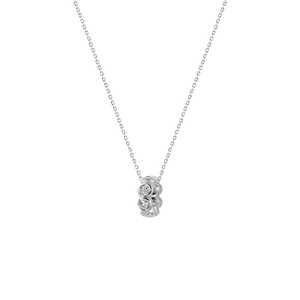 Colgantes de cuentas Rondelle de oro macizo de 10k, 14k, 18k con diamantes cultivados en laboratorio de corte redondo engastados en bisel, collares con dije de rueda de 15-18 pulgadas, fabricación - Product Image 1
