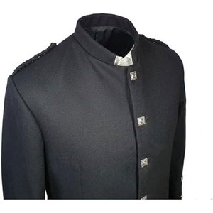 Men's Doublet Jacket - Traditional Scottish Highland Kilt Jacket - 100% Wool Black - Product Image 3