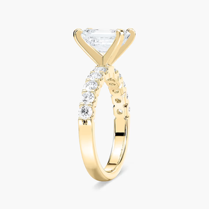 Anillo de Compromiso con Diamante Cultivado en Laboratorio, Corte Esmeralda, 2.50 CTW, Certificado IGI, Oro Sólido de 14K, Banda Pavé, Anillo de Novia Solitario para Mujer - Product Image 4