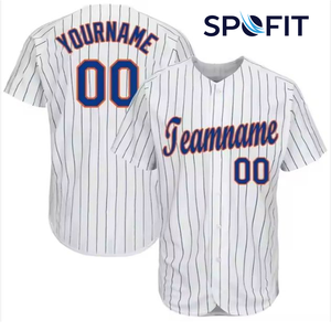 Custom Navy Pinstripe Baseball Jersey Sublimated Team Uniform Personalized Name Number Baseball Shirt OEM ODM - Product Image 3