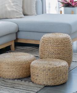 Coussin en jonc de mer tressé naturel, pouf rond de haute qualité, coussin en jacinthe d'eau fabriqué au Vietnam par KingCraftViet - Product Image 5