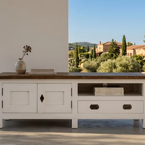 Meuble TV en teck massif écologique Katu, finition couleur scandinave moderne, meuble TV en bois pour salon, chambre et villa - Product Image 4