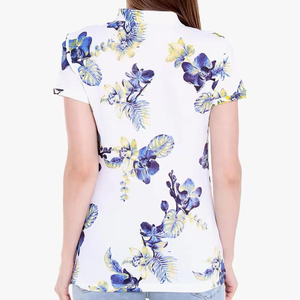 Vente en gros de polos pour femmes en polyester et élasthanne avec impression de marque propre, confortables et de haute qualité, polos de golf pour femmes - Product Image 3