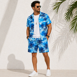 Men's Casual Summer Satin Shirt-Floral Pattern 280g Lightweight Breathable Anti-Pilling Quick Dry Eco-Friendly Short Sleeve for - Product Image 1