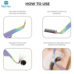 Durable New Trendy Diamond-Cut Non-Slip Grip Wholesale Rate Custom Branding Rainbow Finish Eyelash Extension and Volume Tweezers - Product Image 4