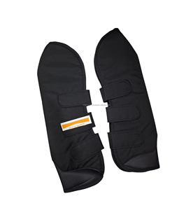 Costa Sports Black Horse Travel Horse Shoes - Juego de 4 protectores de piernas de algodón y forro polar personalizados para deportes ecuestres, protección contra moscas, tendones, tobillos y rodillas - Product Image 1