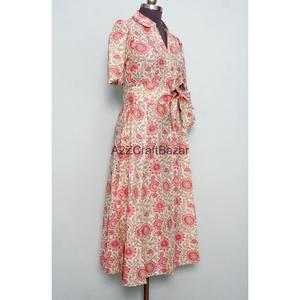 Vestidos midi casuales de punto con cuello en V y estampado floral de diseñador indio, estilo canguro, para mujer, ecológicos y lavables. - Product Image 5