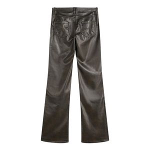 Pantalones de Mujer de Algodón Negro con Fibra de Bambú, Corte Recto, Cintura Media, Ajuste Holgado, Estampados, para Verano - Product Image 4