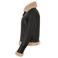 Blouson aviateur en cuir pour femme avec fausse fourrure rose chaud - Blouson de pilote en cuir véritable