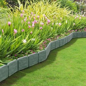 Grey 20\" No-Dig Flexible Lawn <b>Edging</b> Border Garden Hand <b>Tool</b> with Imitation Stone Effect for Flower Beds and Lawn <b>Edging</b> - Product Image 2