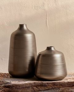 Modern <b>Bronze</b> Tabletop <b>Vase</b> Handmade Textured Metal Decorative Flower Pot for Home Interior Design - Product Image 5