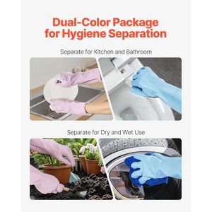 2 Paia di Guanti Colorati Riutilizzabili per Lavare i Piatti, Taglia Media, per Pulizie Domestiche e Quotidiane in Cucina - Product Image 6