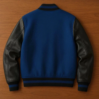 Blouson bomber noir pour homme, manches en cuir PU, col rond, style décontracté, coupe classique, couleur unie, style pull-over, pour l'automne