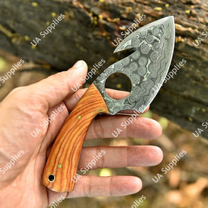 Couteau de chasse et de camping EDC en acier Damas forgé à la main, personnalisable, avec trou pour le pouce et crochet de dépecage, support OEM/ODM, vente en gros - Product Image 5