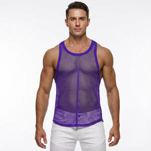 Wholesale Price New Arrivals Custom logo Factory Price Breathable Plain Dyed <b>Men</b> Sports Mesh Sleeveless Mesh <b>Singlets</b> <b>for</b> <b>Men</b> - Product Image 4