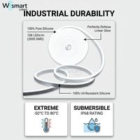 Ruban LED néon flexible en silicone SMD2835, étanche IP68, robuste, à intensité variable, sans points, pour signalétique hôtelière et publicitaire