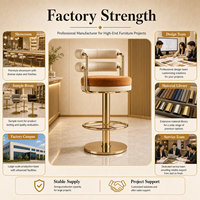 Tabouret de bar pivotant moderne de luxe en acier inoxydable et rembourré pour hôtel, villa, bar, projet de mobilier