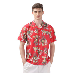 Chemises d'été décontractées pour hommes en tissu 100% soie, style hip-hop, motif uni, séchage rapide, respirantes, écologiques, légères - Product Image 1