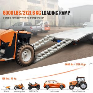 Set di 2 Rampe di Carico in Alluminio Resistente 72 x 15 Pollici, Capacità Combinata 6000 Libbre, con Piastra Antiscivolo per Rimorchi - Product Image 2