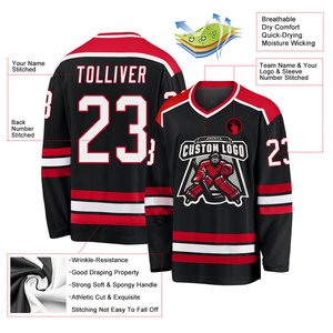 Custom Color 100% Polyester Sportswear Ice Hockey Jersey Team <b>Name</b> Number Embroidery Quick Dry Anti-Bacterial Features - Product Image 3