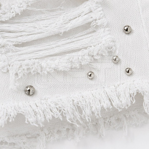 Shorts en jean déchiré à strass pour l'été, taille élastique, coupe ample, en denim doux – Meilleures ventes, meilleur prix - Product Image 6