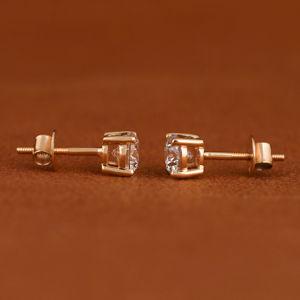 Pendientes de Moda con Incrustaciones de Diamantes Moissanite de Corte Redondo en Plata de Ley 925, Chapados en Oro de 14k, Unisex - Product Image 5