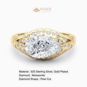 Moissanite <b>Dome</b> <b>Ring</b> for Women Gold Tone Engagement Wedding Anniversary Jewelry Elegant Daily Wear Fashion Style - Product Image 6