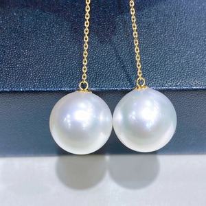 Pendientes de Perlas Verdes Pavo Real Naturales con Incrustaciones de Oro de 18K, 9-8 mm, Estilo Simple y Elegante, Caja de Regalo de Moda - Product Image 5