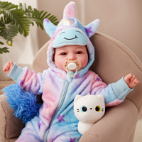 Poupées réalistes pour bébés Babeside Mia de 17 pouces, garçon, nouveau-né, corps en vinyle et tissu, costume de licorne bleu, vente en gros