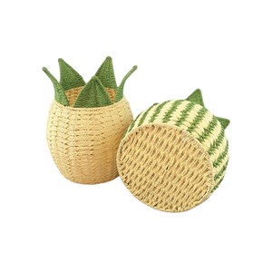 Panier de rangement en rotin ananas tressé à la main, boîte organisatrice créative en forme de fruits pour la décoration tropicale de la maison - Product Image 3