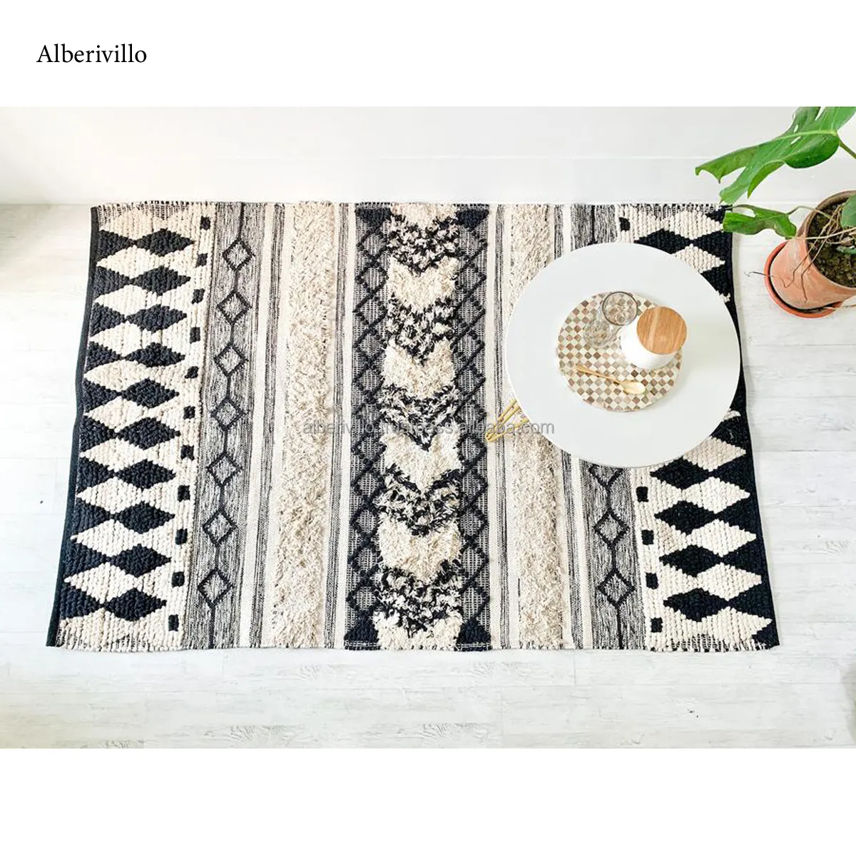 Alfombras Bohemias de algodón personalizadas hechas a mano para sala de estar, alfombra bohemia de área grande, alfombrilla de noche bordada Bohemia, alfombra de baño