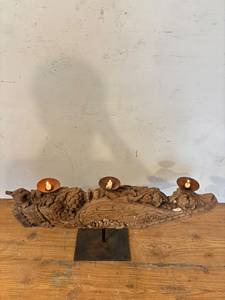 Hand Carved Wooden Column Multi-Tier Candle Stand | Antique Finish Floor Candle Holder Christmas Halloween Home Decoration - Product Image 6