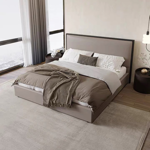 Minimalist isches Schlafzimmer King Size Leder Holz betten Set Modernes gepolstertes Doppel <span class=keywords><strong>Queen</strong></span> Size Möbel Bett - Product Image 4