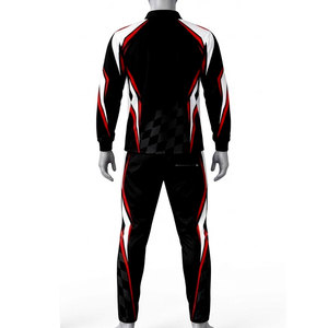 Survêtement pour homme noir, rouge et blanc avec impression par sublimation, manches longues, demi-zip, pantalon de jogging sportif avec poches latérales, vêtements d'automne - Product Image 3
