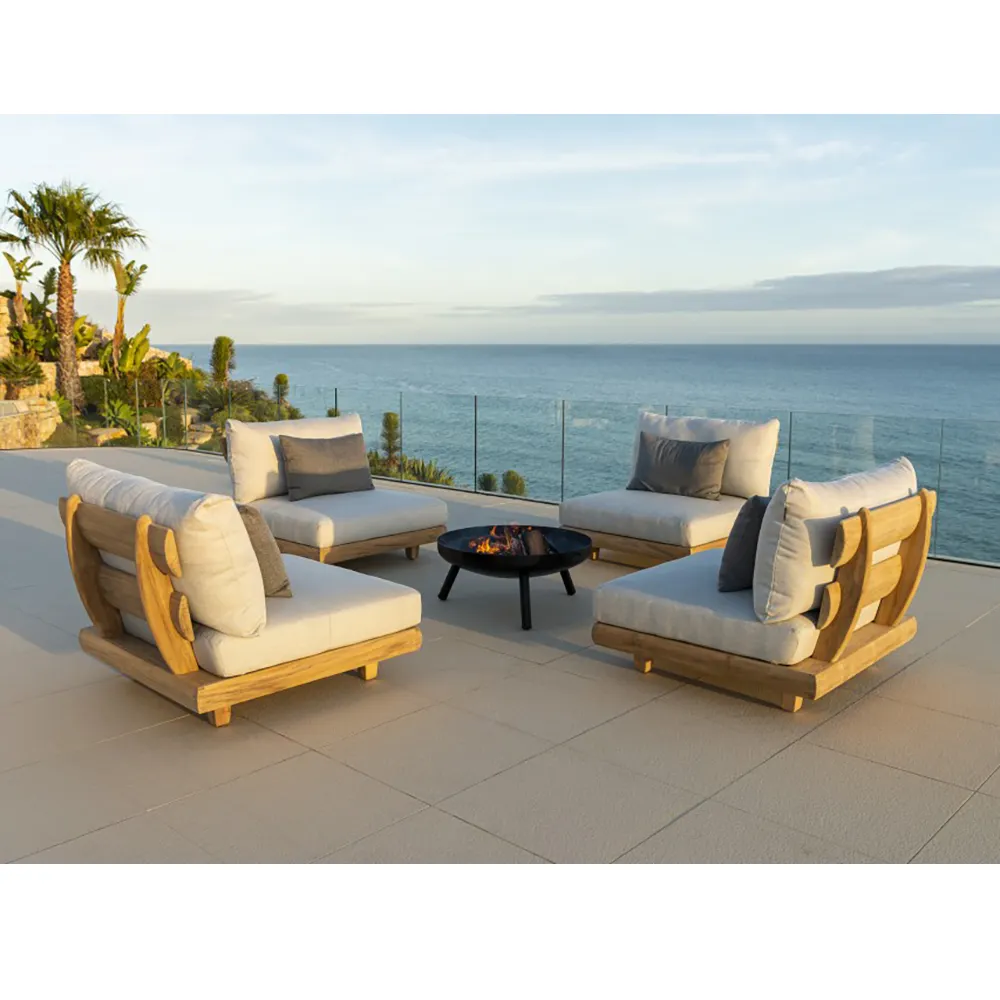 New Luxury Natural Outdoor 6 Pieces Modular Sofa Solid Teak Wood Garden Set outdoor furniture set modular
