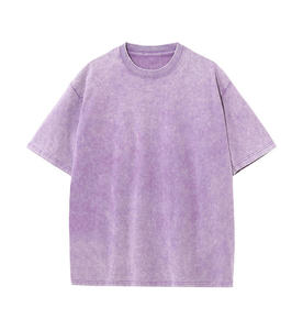 T-shirt vintage premium délavé à l'acide pour homme, coupe oversize, col rond, streetwear d'été, tee-shirt personnalisé avec logo - Product Image 3