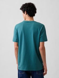 <b>Gap</b> Men's Solid Color Short Sleeve T-Shirt Regular Fit O-Neck Casual Jersey Cotton Teal - Product Image 2