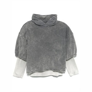 OEM Custom Logo Layered <b>Hoodie</b> Heavyweight Cotton <b>Short</b> <b>Sleeve</b> <b>Hoodie</b> Vintage Washed Streetwear Manufacturer - Product Image 1