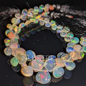 100% cuentas en forma de corazón de ópalo etíope Natural, hebras perforadas superiores para la fabricación de joyas, cuentas de ópalo de Etiopía - Product Image 3